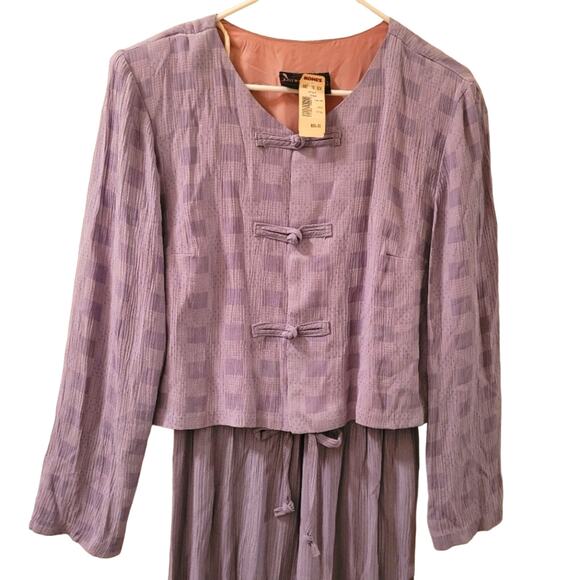 Vintage  80s Purple And Pink Suit Teachers Jumper Romper Shoulder Pads 12 - Picture 1 of 16